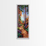 Autumn, Pathway, Forest, Trees, Framed Canvas Print, Fall foliage art in impressionist style, perfect Entryway Wall Art or Seasonal Home Decor