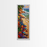 Beach, Plants, Vibrant, Tropical - Canvas Print, Colorful Coastal Art, Tropical Wall Decor, Boho Beach House Accent, Summer Canvas Piece