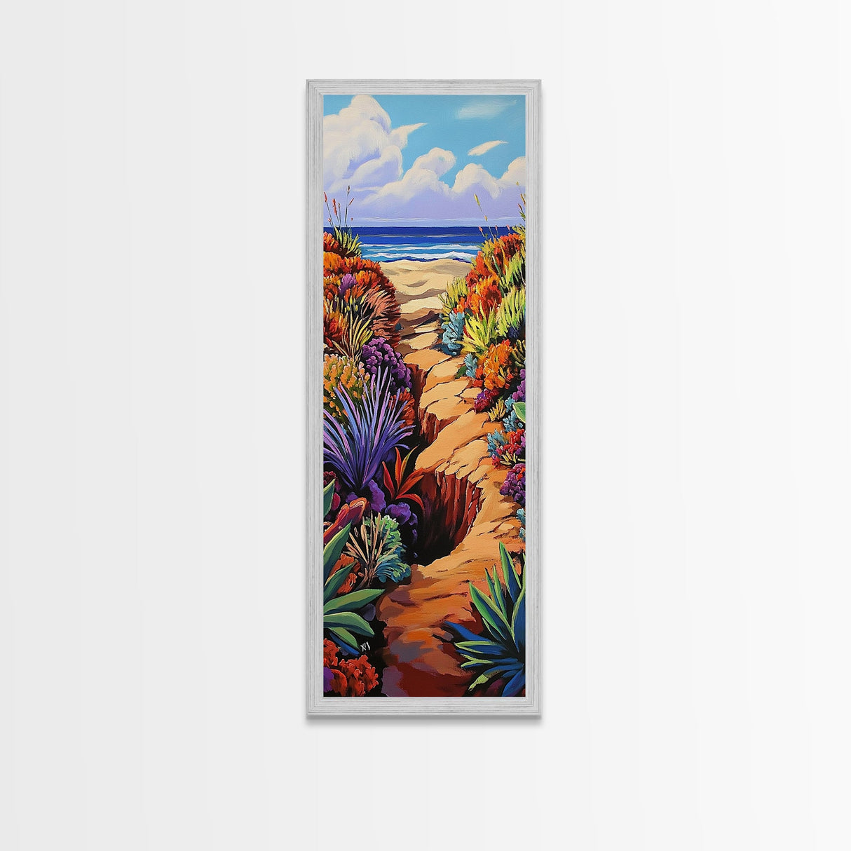 Beach Trail, Colorful Dunes, Coastal Nature Path Art, Vibrant Summer Landscape, Boho Bedroom Decor, Canvas Print