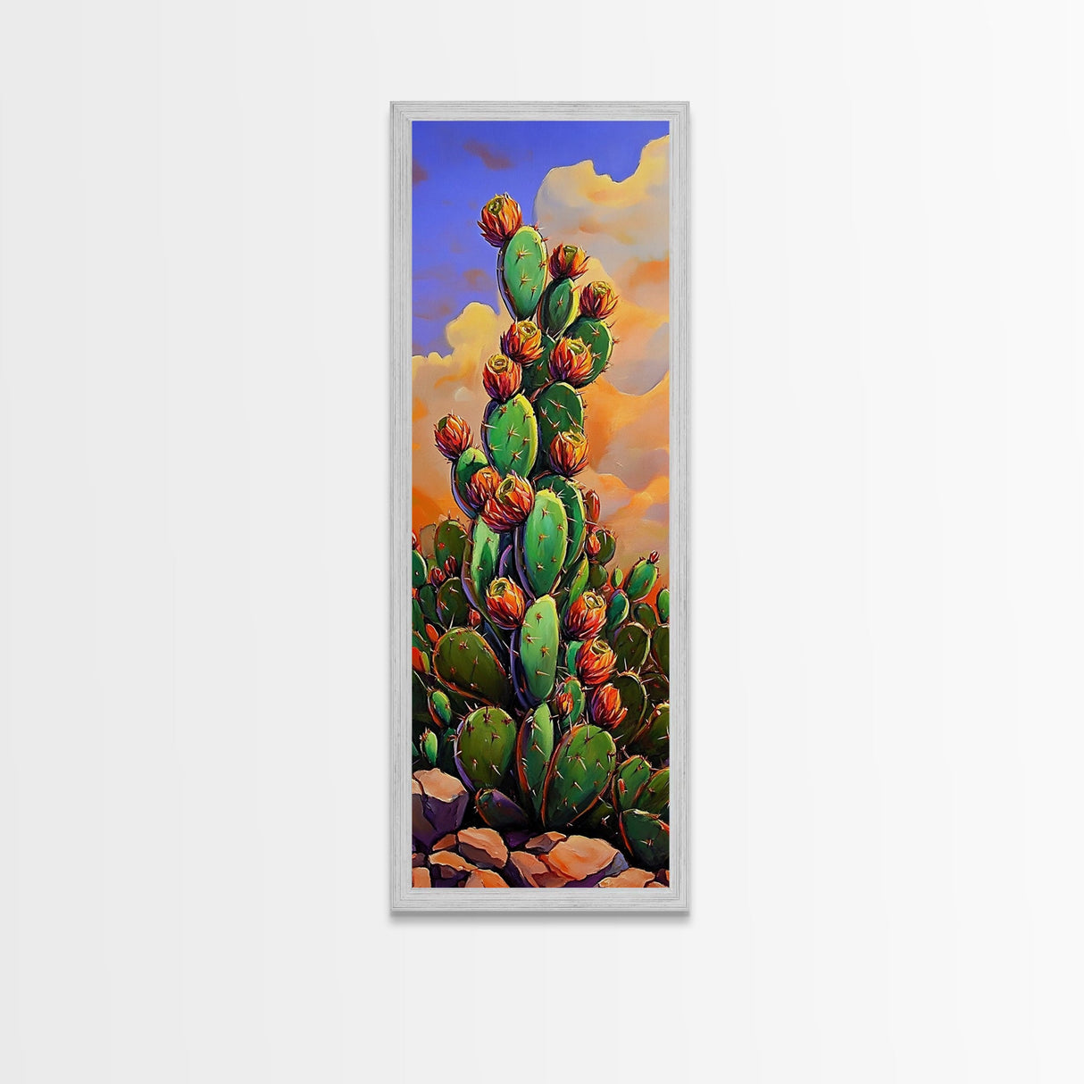 Cactus Bloom, Desert Art, Vibrant Southwestern Nature Decor, Boho Plant Lover Gift, Rustic Living Room Style, Canvas Print