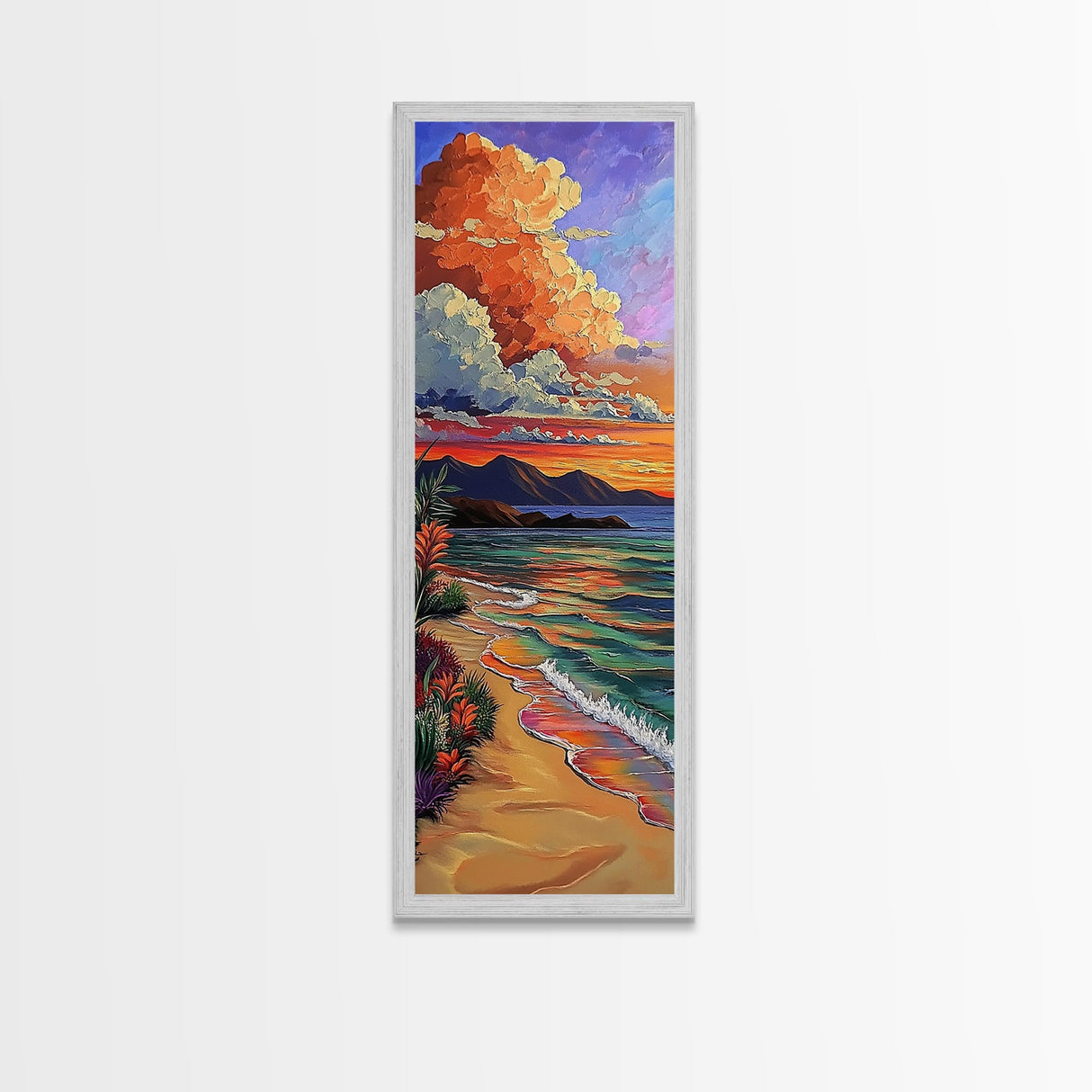 Ocean Sunset, Reflection, Canvas Print, Coastal Beach Wall Art, Vibrant Tropical Seascape Decor, Living Room Colorful Nature Accent