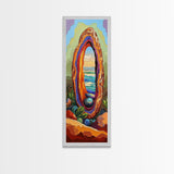 Ocean Portal, Geode Shell, Dreamy, Surreal Beach Art, Framed Canvas Print, Boho Bedroom Decor, Psychedelic Coastal Wall Art
