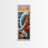 Ocean Wave, Rocks, Canvas Print, Vibrant Coastal Wall Art, Beach Bathroom Art, Nature Inspired, Bold Seascape, Summer Home Decor