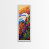 Colorful Wave, Ocean Sunset, Coastal Wall Decor, Framed Canvas Print, Vibrant Seascape Art, Beach House Accent, Boho Living Room Art