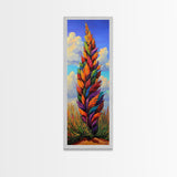 Rainbow Plant, Bold Nature, Vertical Leaf Art, Framed Canvas Print, Bright Boho Home Decor, Eclectic Bedroom Art, Colorful Botanical Art