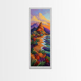 Desert Bloom, Cactus Garden, Colorful Mountain Art, Framed Canvas Print, Vibrant Southwestern Wall Decor, Fall Living Room Accent