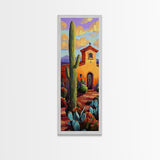 Mission Cactus, Desert Sunset – Southwestern Church Wall Art, Rustic Fall Colors, Framed Canvas Print, Living Room Boho Style