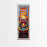 Sunset Portal, Water Fountain, Mystical Dreamscape, Framed Canvas Print, Fantasy Wall Decor, Spiritual Living Room Art, Surreal Vibe