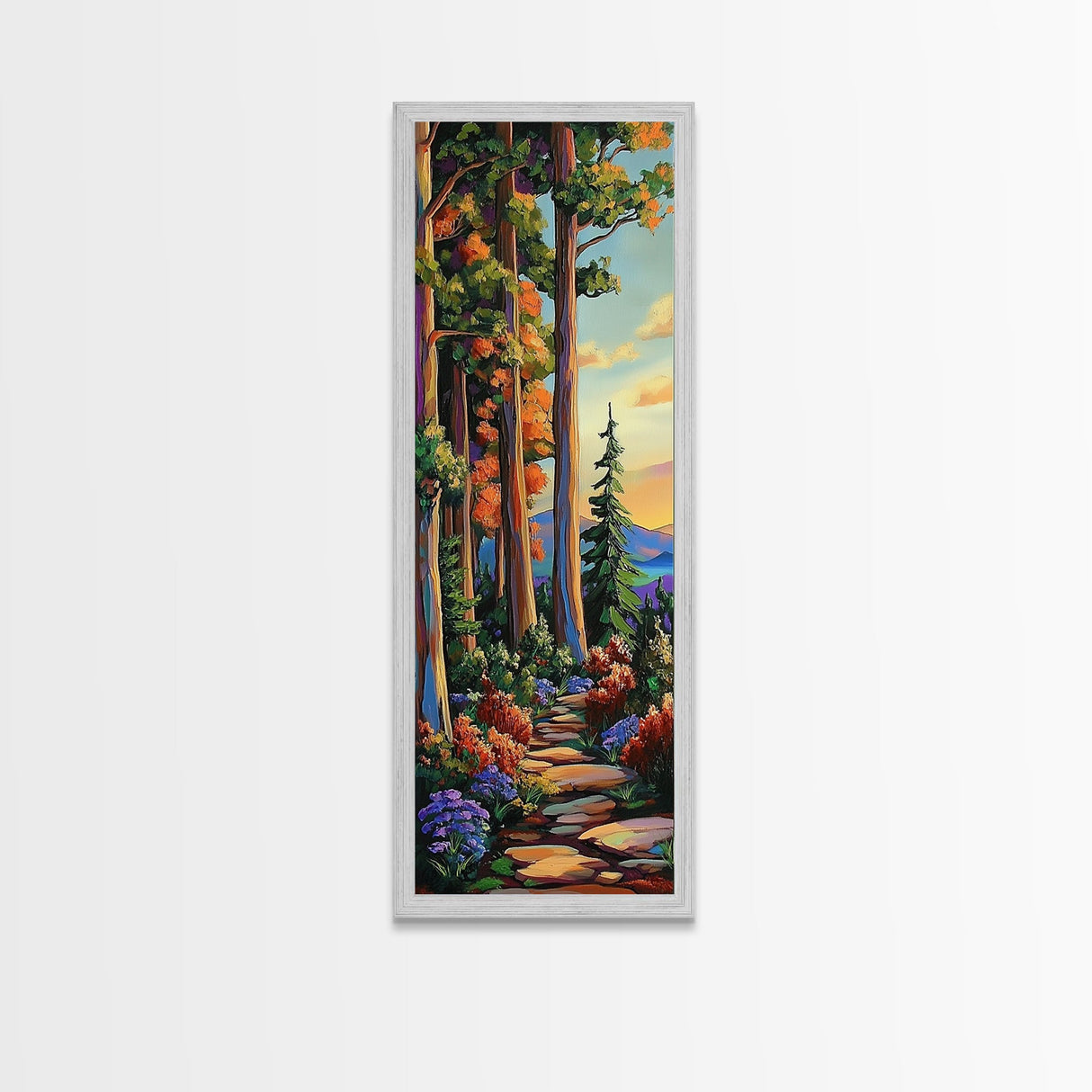 Forest Path, Trees, Autumn - Canvas Print, cozy fall forest wall art, cabin aesthetic, rustic woodland decor, hallway or reading nook wall art