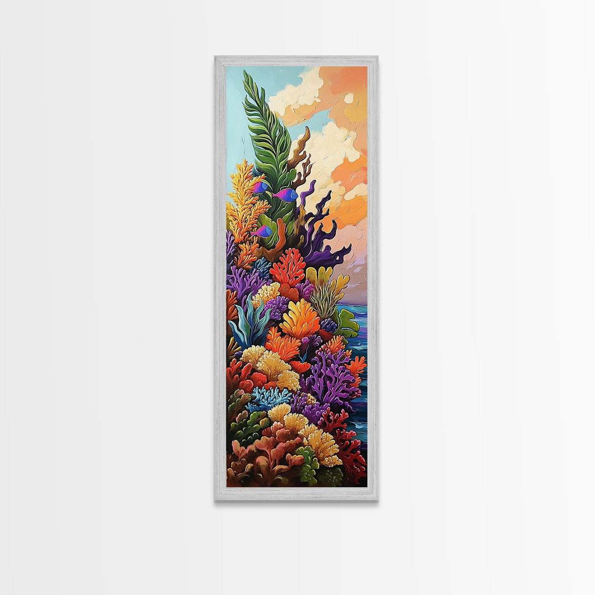 Tropical Coral Reef Fish, Canvas Print Vibrant ocean nursery decor, undersea reef painting, coastal home accent, tropical boho style artwork