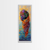 Floating Scarf, Ocean Breeze, Abstract Flow, Framed Canvas Print, colorful surreal art, modern boho wall décor, bedroom artistic nook