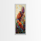 Lobster, Vibrant, Bold, Sea, Framed Canvas Print, seafood kitchen art, tropical home decor, coastal dining room, whimsical ocean painting