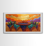 Sunrise Desert, Bloom, Canvas Print, Vibrant desert sunrise painting, boho southwestern art, Bedroom Wall Art, botanical decor