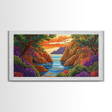 Sunset Bay, Trees, Tropical, Canvas Print, Nature Landscape Art, Colorful Wall Decor, Relaxing Home Vibes, Dining Room Accent