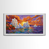 Iceberg Ocean, Sunset, Arctic, Canvas Print, Nature Wall Art, Vibrant Seascape Painting, Winter Decor Accent, Living Room Display