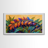 Tropical Leaves, Bright, Fall, Framed Canvas Print, botanical fall wall art, colorful boho tropical leaves painting, kitchen home decor