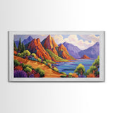 Coastal Cliffs, Tropical Shoreline, Sunset Mountains, Canvas Print, Boho Nature Wall Art, Office Decor, Landscape Painting