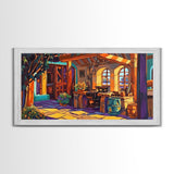 Rustic Kitchen, Mexican, Decor, Framed Canvas Print of rustic kitchen, Kitchen Wall Art, warm tones, bohemian style interior decor