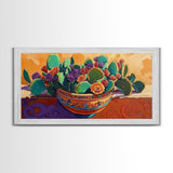 Cactus, Succulent, Pottery, Flowers, Canvas Print southwestern kitchen wall art, vibrant decor, colorful succulent painting