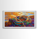 Desert Rope, Western Decor, Rustic Sunset, Framed Canvas Print, Southwestern Wall Art, Bold Kitchen or Ranch Style Office Decor