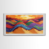 Desert Hills, Color Layers, Sunset Sky, Canvas Print, Boho Abstract Wall Art, Eclectic Bedroom Print, Vibrant Hallway Decor