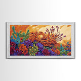 Succulent, Desert, Bloom, Sunset, Framed Canvas Print, Cactus boho art, colorful desert wall decor, Southwestern kitchen wall art