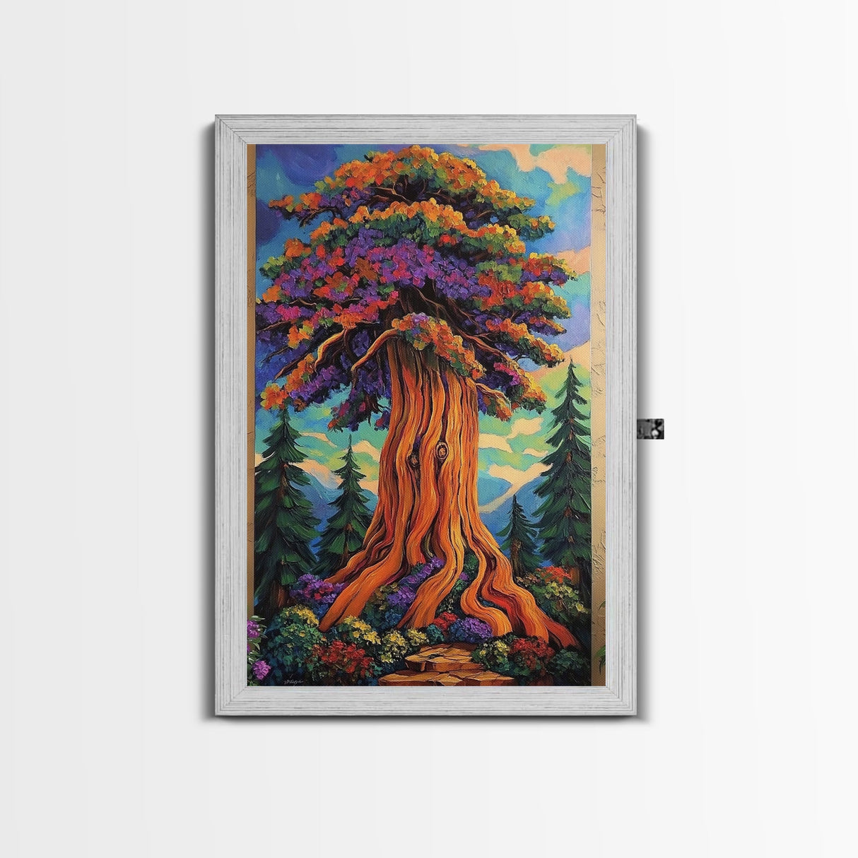 Tree Forest, Fantasy, Nature, Framed Canvas Print, Enchanted Woodland Wall Art, Kids Room or Nature Lover Gift, Boho Forest Decor
