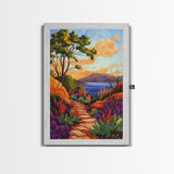 Mountain Path, Sunset Horizon, Autumn Landscape Wall Art, Canvas Print, Living Room Accent, Vibrant Fall Nature Scene, Outdoor Inspired Decor