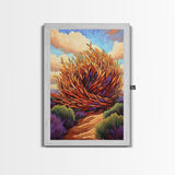 Desert Winds, Autumn Tumbleweed, Nature Path, Wild Colors, Framed Canvas Print, Entryway Wall Art, Fall Rustic Decor, Southwest Art