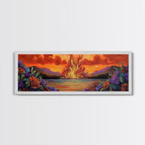 Burning Sky, Sunset Fire, Vibrant Nature, Canvas Print, Fall wall decor, dramatic sky wall art, living room art, abstract art