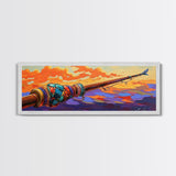 Fishing Pole, Ocean Cast, Sunset Waters, Canvas Print, fisherman gift, nautical wall art, rustic cabin decor, outdoor artwork