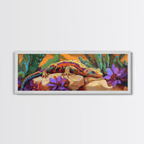 Vibrant Lizard Art, Desert Gecko Painting, Succulent Garden Colors, Framed Canvas Print, Eclectic Kitchen Wall Decor, Animal Art