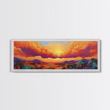 Sunset Horizon, Autumn Clouds, Landscape Wall Decor, Fall Tones, Framed Canvas Print, Rustic Art, Living Room Wall Art, Boho Style