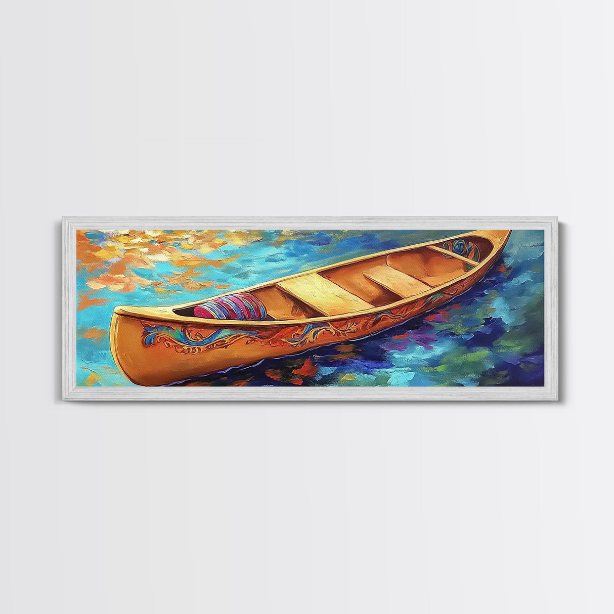 Canoe Reflections, Still Water, Nature Adventure, Relaxing Vibe, Canvas Print, Lake House Decor, Peaceful Boho Wall Art