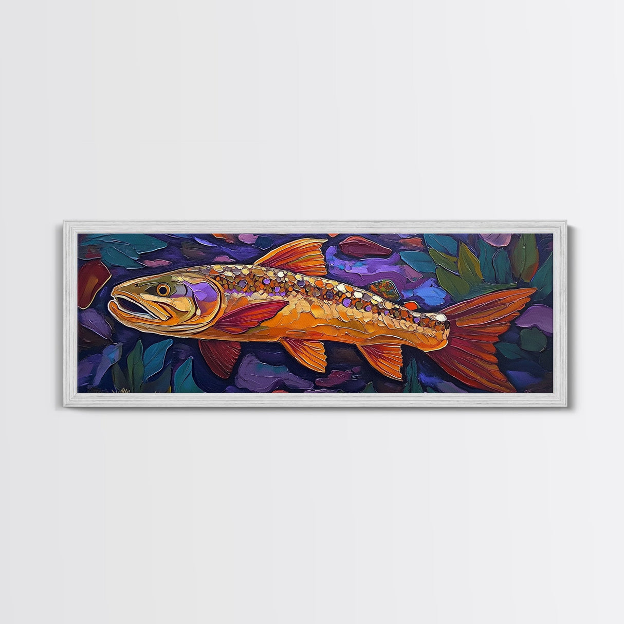 Golden Trout, Colorful Fish, Underwater Scene, Cabin Accent, Canvas Print, Fishing Lodge Decor, Rustic Nature Wall Art