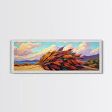 Autumn Leaves, Wind Blown, Fall Nature, Desert Scene, Framed Canvas Print, seasonal decor, rustic living room art, boho autumn artwork