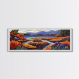 Autumn Lake, Purple Trees, Fall Landscape, Colorful Reflections, Framed Canvas Print, Cabin Wall Art, Cozy Fall Decor, Nature Inspired