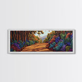 Forest Path, Nature Walk, Vibrant Trail, Framed Canvas Print, woodland art, rustic cabin decor, Autumn wall piece, nature lover gift