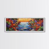 Autumn River Glow, Fall Leaf Reflections, Vibrant Nature Scene, Framed Canvas Print, Rustic Wall Art, Entryway or Dining Room Decor