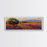 Autumn Farm Fields, Colorful Trees, Rural Home Landscape, Canvas Print, Fall Wall Decor, Country Living Room Wall Art, Impressionist Style