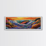 Leaping Salmon, River Fishing Scene, Wildlife Painting, Framed Canvas Print, Cabin Wall Art, Bold Nature Decor, Rustic Style