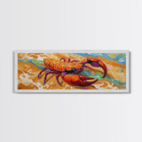 Lobster Beach Art, Ocean Colors, Bold Seafood, Seaside Fun Framed Canvas Print, Kitchen Wall Art, Nautical Beach House Decor