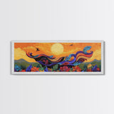 Abstract Bird, Flying Feathers, Bold Sunset, Canvas Print, Vibrant Boho Art, Living Room Statement Piece, Fall Color Palette