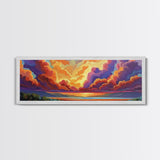 Sunset Cloudscape, Vibrant Sky Painting, Dramatic Evening Art, Framed Canvas Print, Moody Landscape Wall Art, Autumn Bedroom Decor
