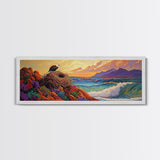 Eagle Nest Painting, Coastal Wildlife Scene, Framed Canvas Print, Ocean View Wall Art, Nature Lover Decor, Office or Living Room