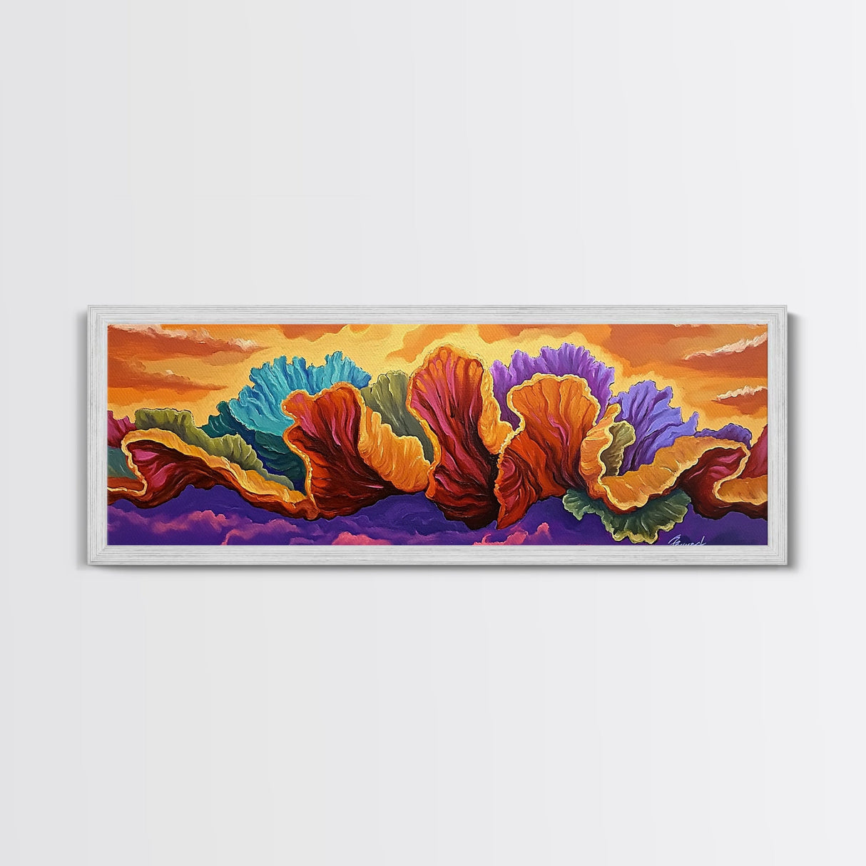 Abstract Coral, Ocean Fantasy, Vibrant Texture, Sunset Skies, Canvas Print, Coastal Wall Art, Beach Decor, Living Room Statement Art