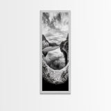 Black and White River, Forest Nature Scene, Reflection Wall Art, Framed Canvas Print, Neutral Landscape, Minimalist Bedroom Decor