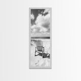 Ocean View Chair, Sandy Dunes, Seaside Retreat, Minimalist Beach, Calm Vibes, Framed Canvas Print, Bedroom Wall Art, Coastal Cottage Style
