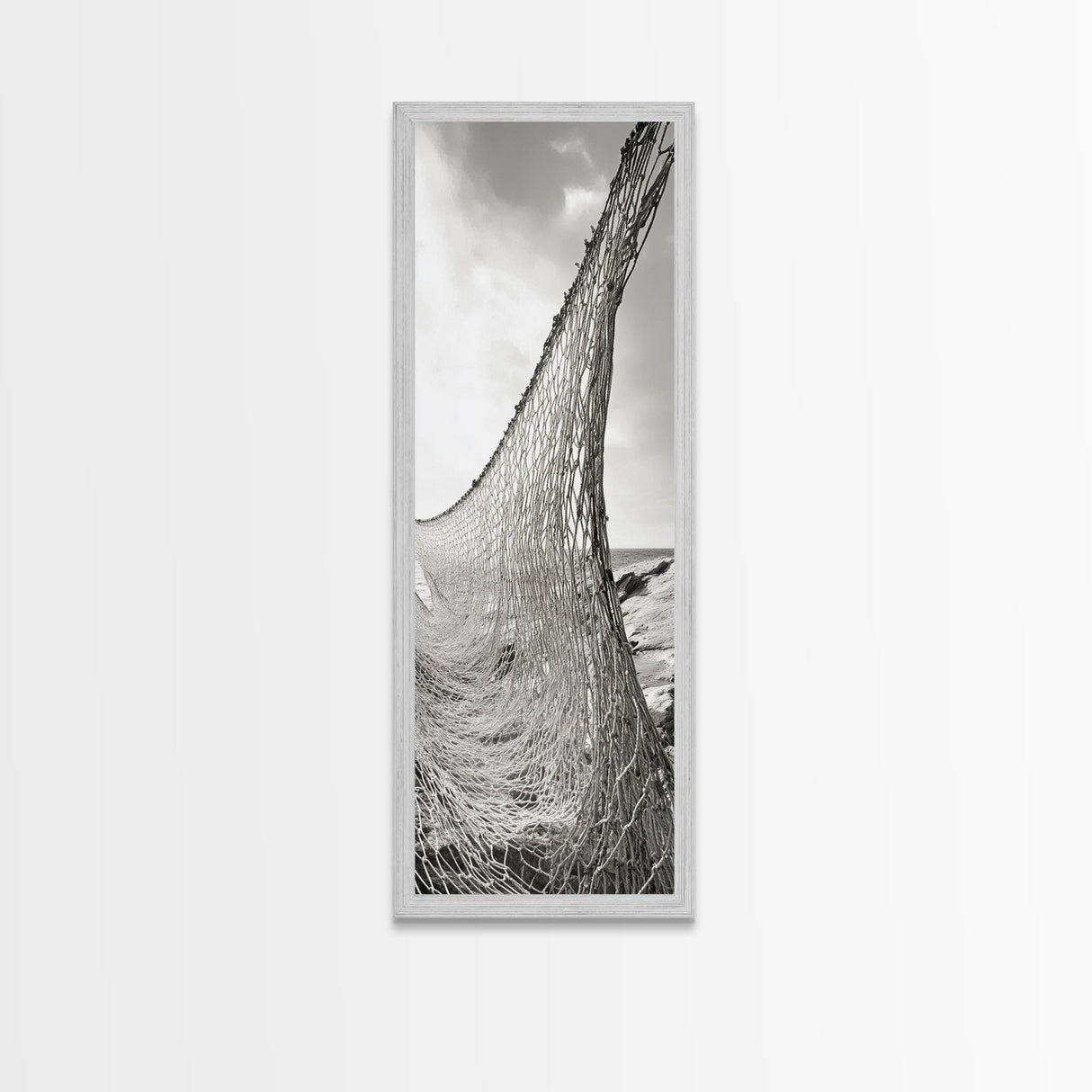 Fishing Net, Coastal Weave, Nautical Wall, Canvas Print, Seaside wall decor, Rustic marine art, Neutral tones, Beach house living room piece
