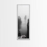 Foggy Cliffs, Coastal Serenity, Ocean Landscape, Nature Photography, Framed Canvas Print, Minimalist Wall Art, Bedroom Wall Decor